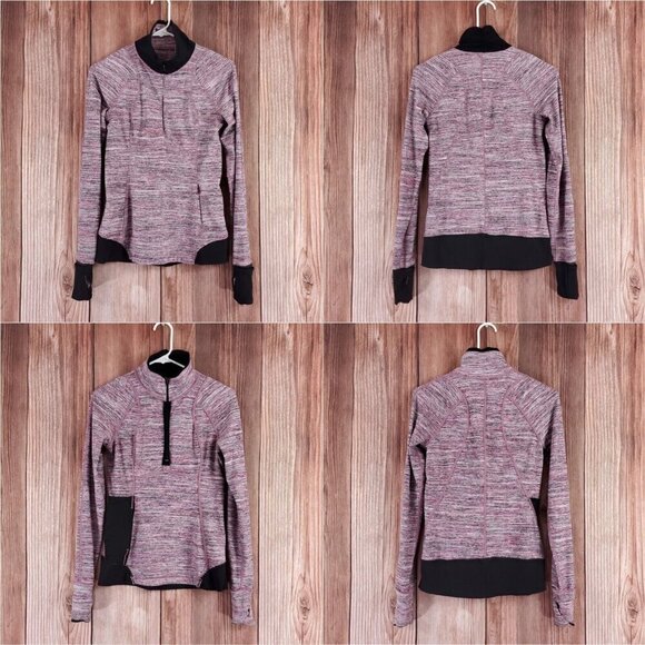 Lululemon Womens Sz 6 Runderful 1/2 Zip Space Dye Camo Berry Rumble Multi Black - Picture 5 of 13